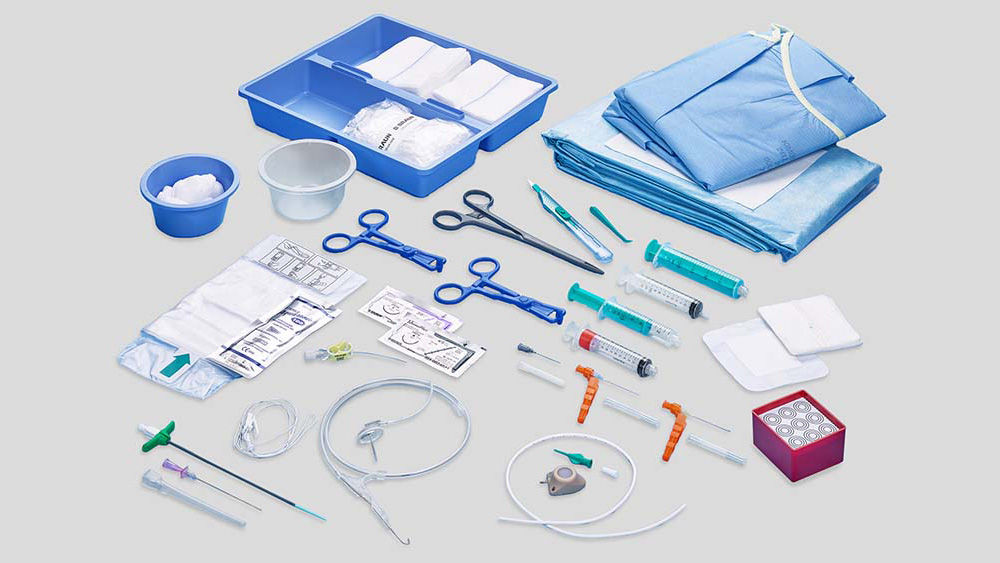 Indhold af kits til interventionel diagnostik og vaskulær behandling