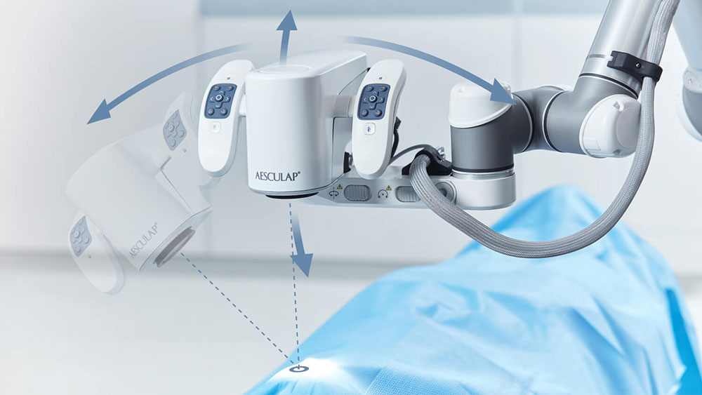  Kamerabevægelse af Aesculap Aeos® med "lock on target"-funktionen. 