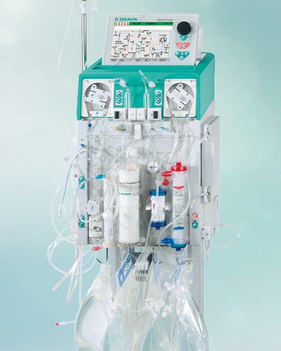 Apheresis machine for extracorporeal elimination of LDL cholesterol in patients with familial hypercholesterolemia, hyperlipoproteinemia (a), hyperfibrinogenemia, transplant vasculopathy.