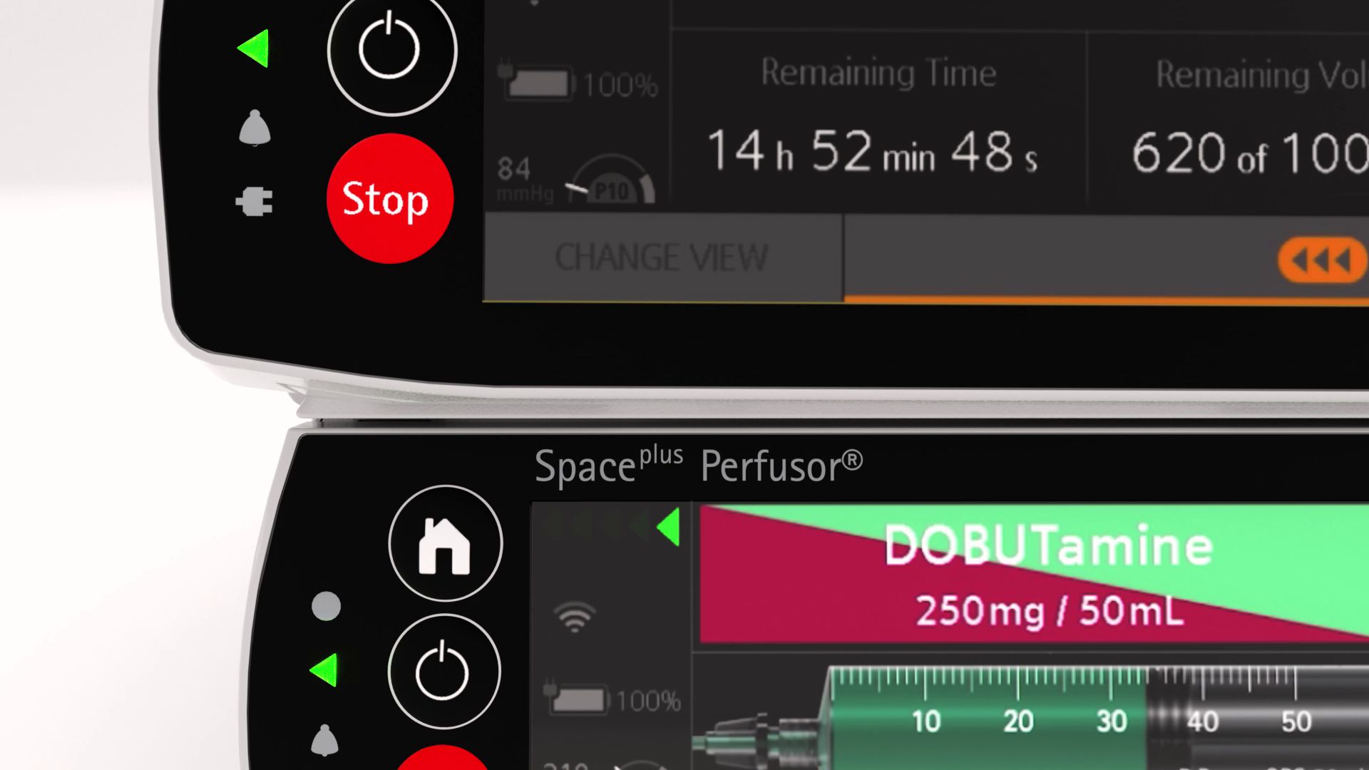et billede af den digitale grænseflade på det nye B. Braun smart infusionssystem, Space Plus.